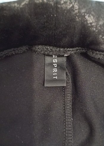 ESPRIT Siyah Deri Desenli Kadın Tayt - Görsel 4