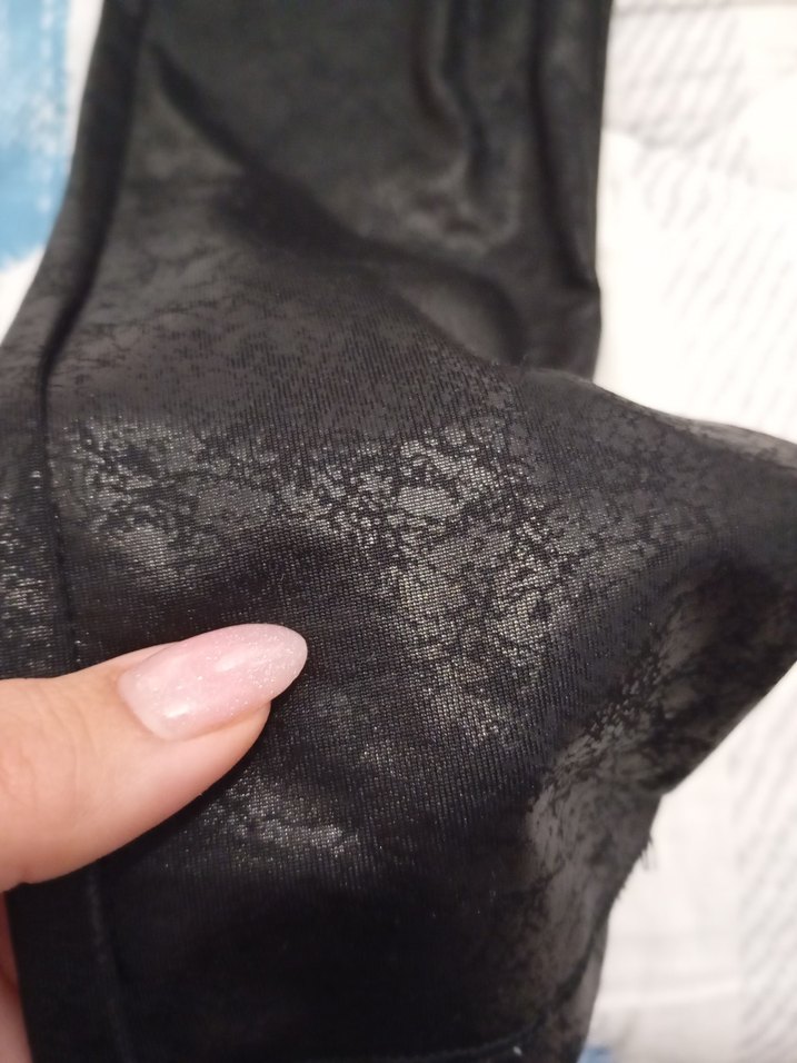 ESPRIT Siyah Deri Desenli Kadın Tayt - Görsel 3