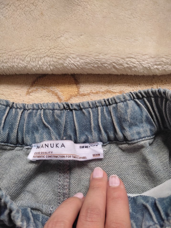 Gri Kadın Kot Pantolon Bel Detaylı - Görsel 2