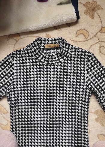 Uzun Kollu Siyah Desenli Triko Elbise - Görsel 2