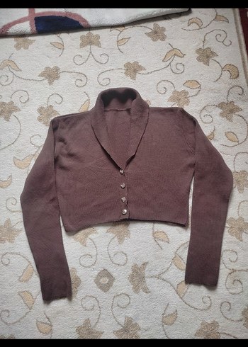 Düğmeli Kahverengi Kadın Hırka - Görsel 2