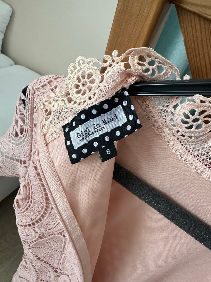 Dantel Detaylı Pembe Mini Elbise - Görsel 3