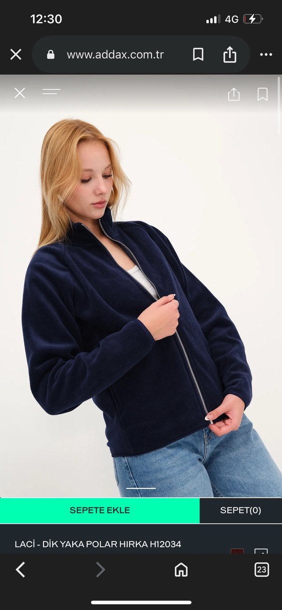 Kadın Lacivert Fermuarlı Yüksek Yakalı Sweatshirt - Görsel 2