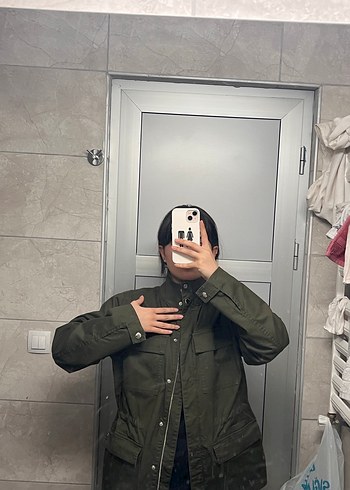 Koyu Haki Pamuklu Utility Ceket - Görsel 4