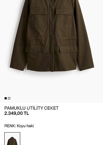 Koyu Haki Pamuklu Utility Ceket - Görsel 5
