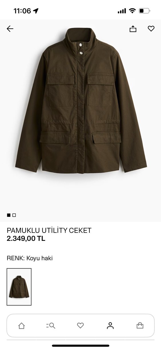 Koyu Haki Pamuklu Utility Ceket - Görsel 5