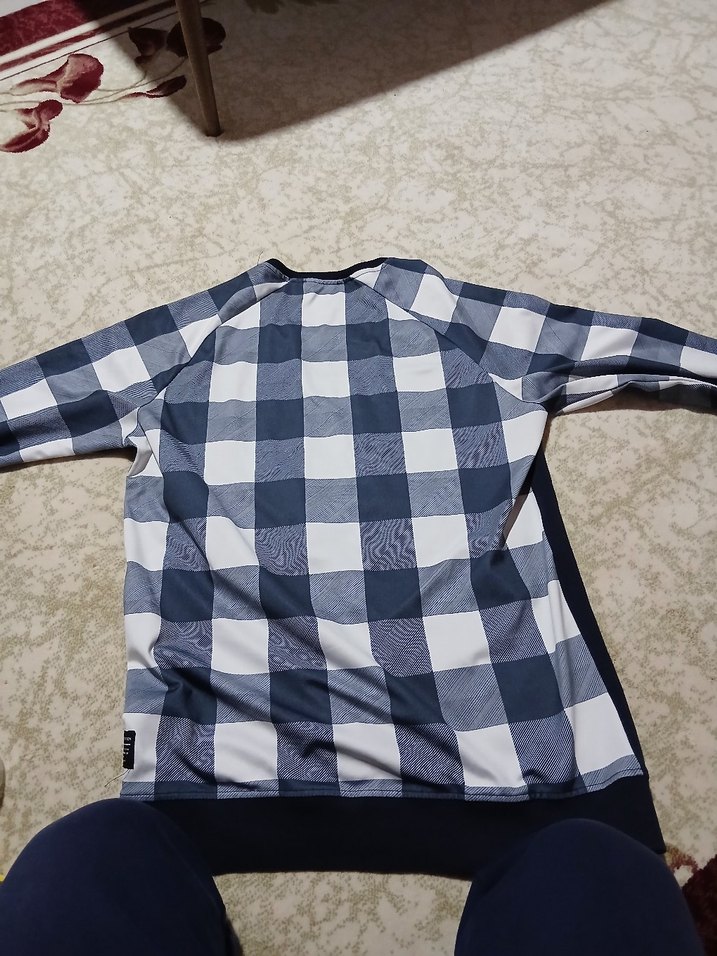 Erkek Siyah Kareli Kollu Kazak - Görsel 2