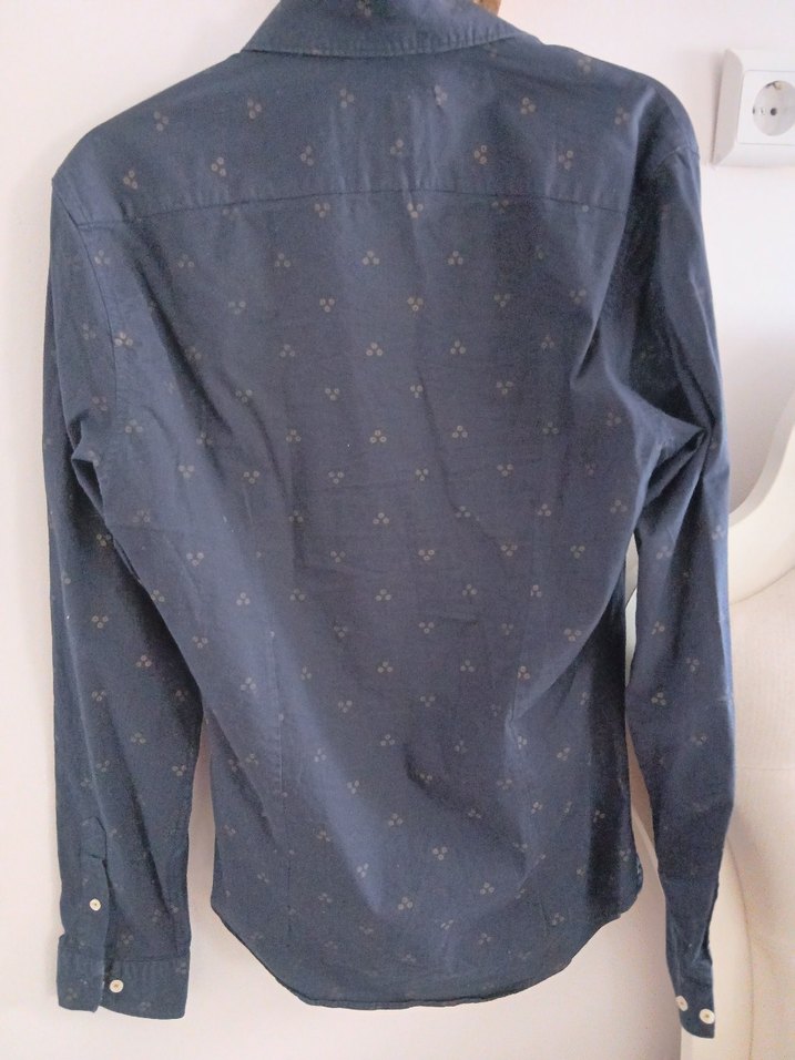 Lacivert Baskılı Erkek Gömlek - Görsel 3