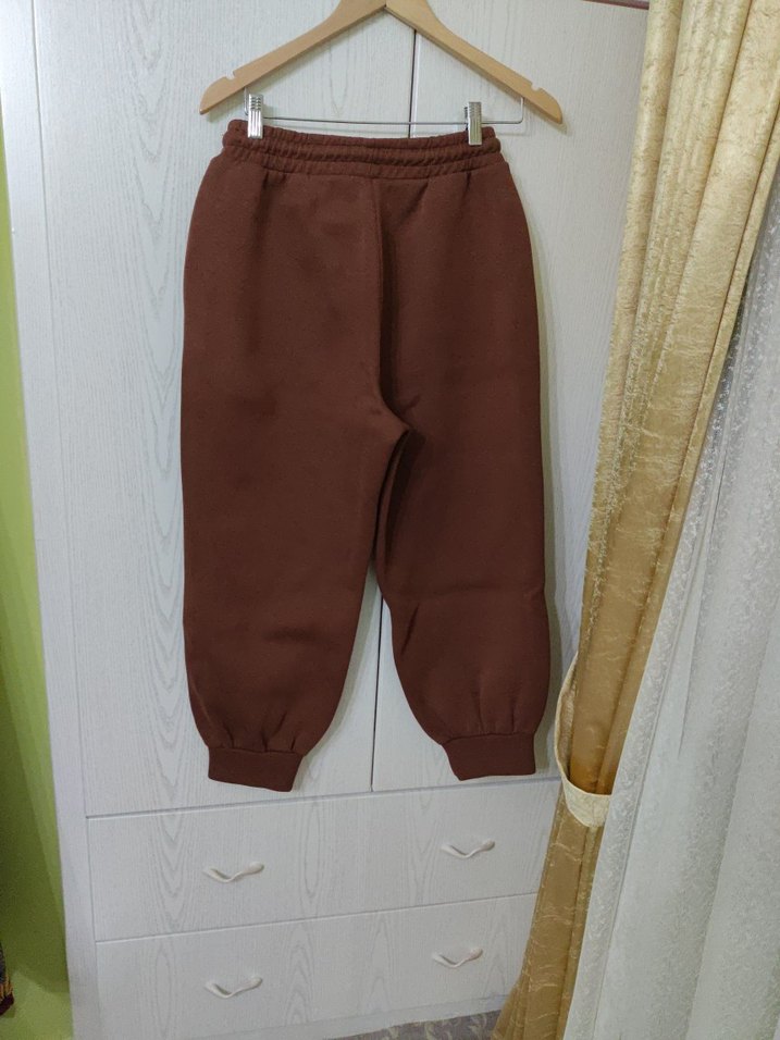 Kahverengi Rahat Kesim Kadın Eşofman Altı - Görsel 2