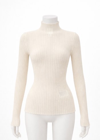 Siyah Yüksek Yakalı Kadın  transparan  Triko Kazak - Görsel 2