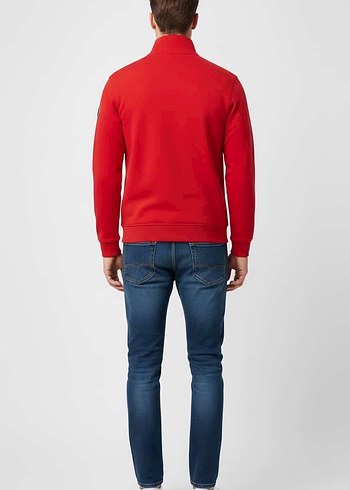 Kırmızı Fermuarlı Erkek Sweatshirt - Görsel 4