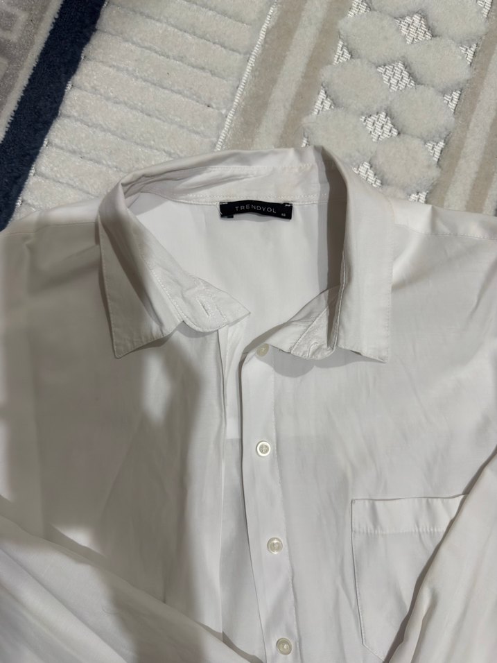 Kadın Beyaz Uzun Kollu Pamuklu Gömlek - Görsel 2
