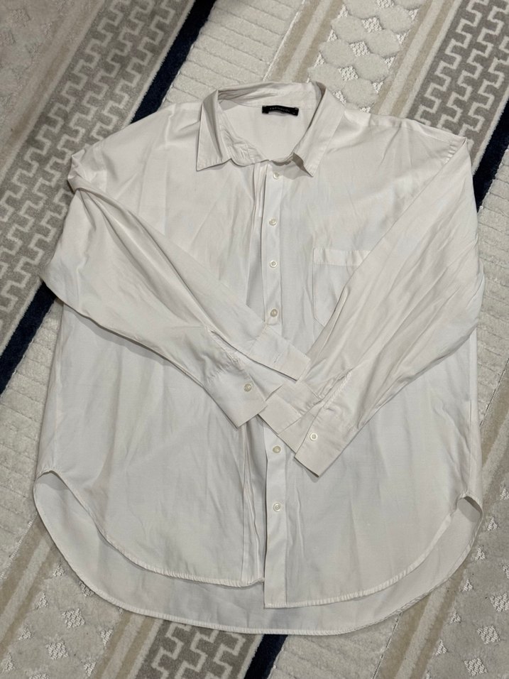 Kadın Beyaz Uzun Kollu Pamuklu Gömlek - Görsel 3