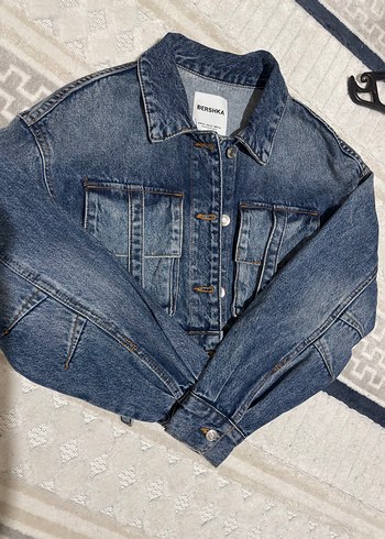 Bershka Düğmeli Mavi Denim Ceket - Görsel 6