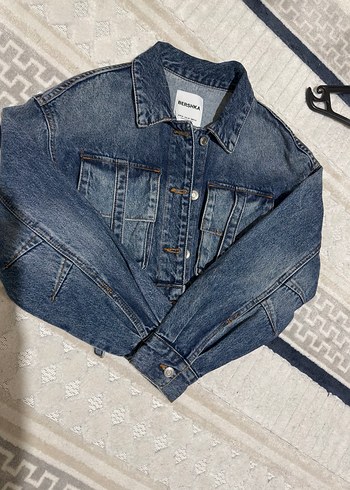 Bershka Düğmeli Mavi Denim Ceket - Görsel 3