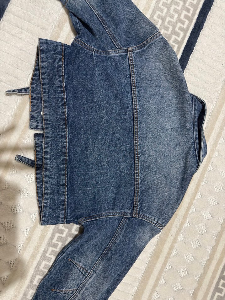 Bershka Düğmeli Mavi Denim Ceket - Görsel 5