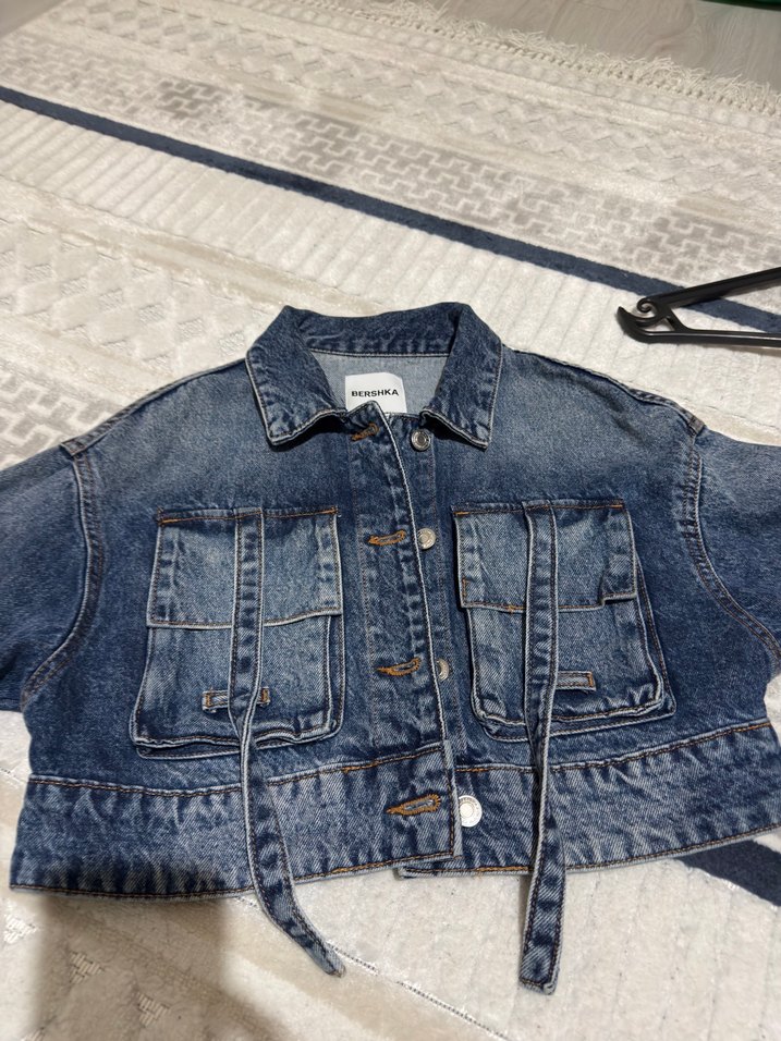Bershka Düğmeli Mavi Denim Ceket - Görsel 2
