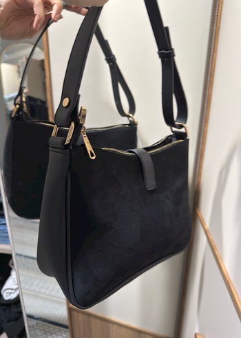 Siyah Süet Tokalı Kadın Çanta - Görsel 2