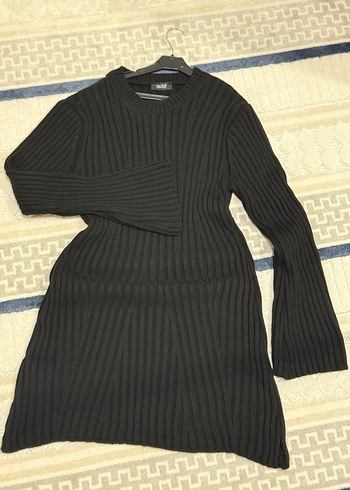 Siyah Uzun Kollu Triko Elbise - Görsel 4