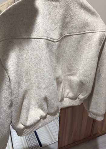 Bej Kadın Düğmeli Yün Ceket - Görsel 3