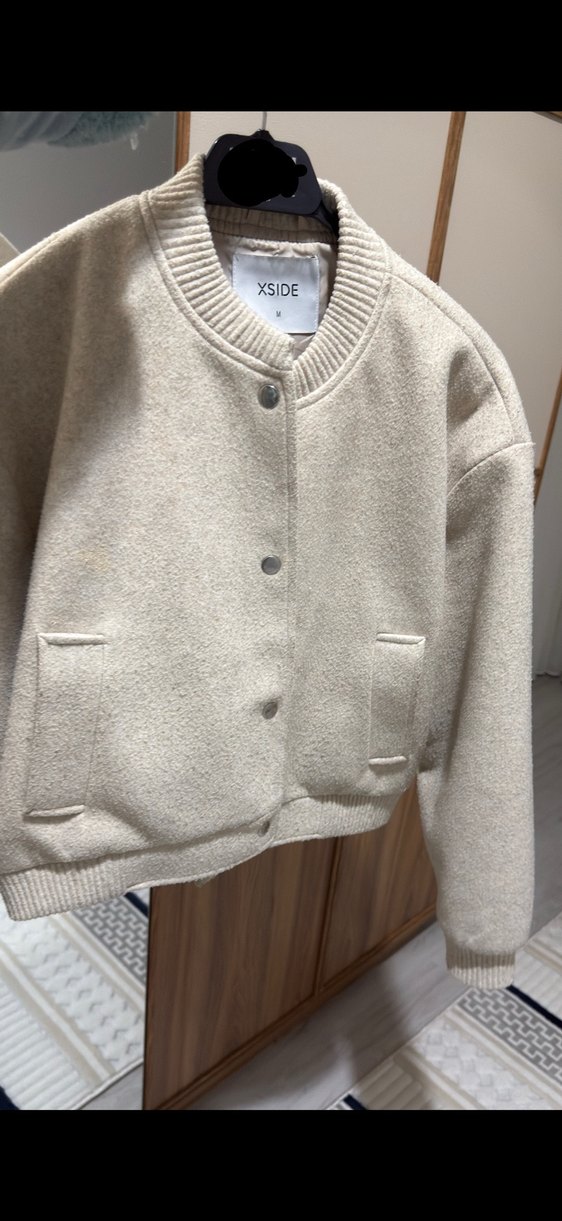 Bej Kadın Düğmeli Yün Ceket - Görsel 2