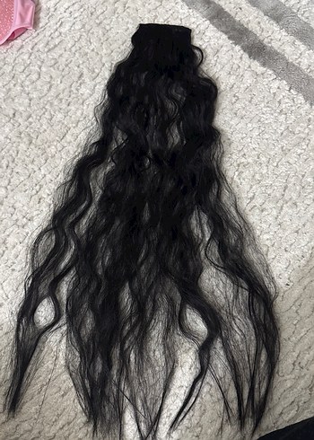 Siyah Saç Aksesuarı çıtçıt takma saç 90 cm - Görsel 4