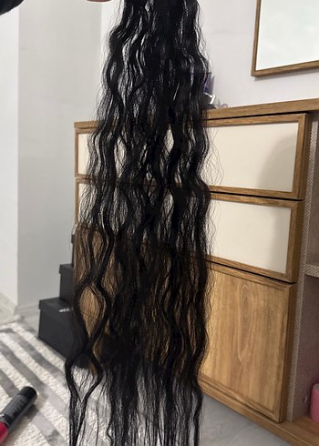 Siyah Saç Aksesuarı çıtçıt takma saç 90 cm - Görsel 5