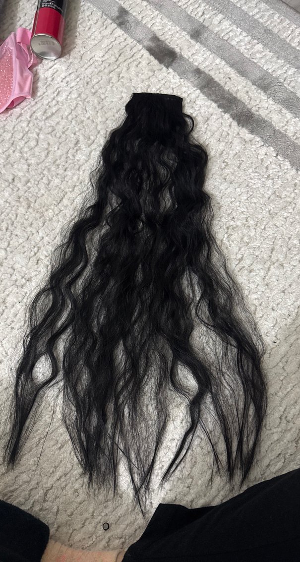 Siyah Saç Aksesuarı çıtçıt takma saç 90 cm - Görsel 4