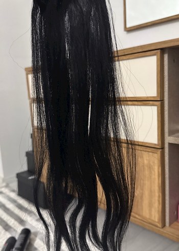 Siyah Kürklü Kadın Saç Aksesuarı takma çıtçıt saç - Görsel 4