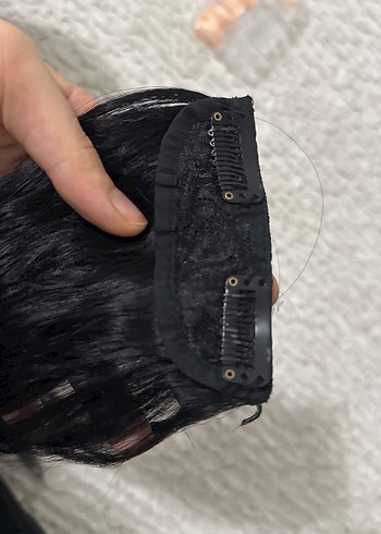 Siyah Kürklü Kadın Saç Aksesuarı takma çıtçıt saç - Görsel 3