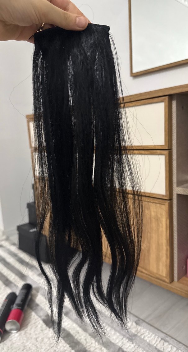 Siyah Kürklü Kadın Saç Aksesuarı takma çıtçıt saç - Görsel 4