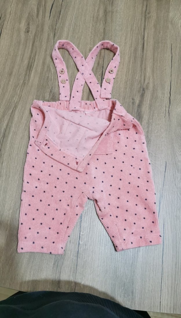 Kız Çocuk Pembe Triko Askılı Tulum - Görsel 3