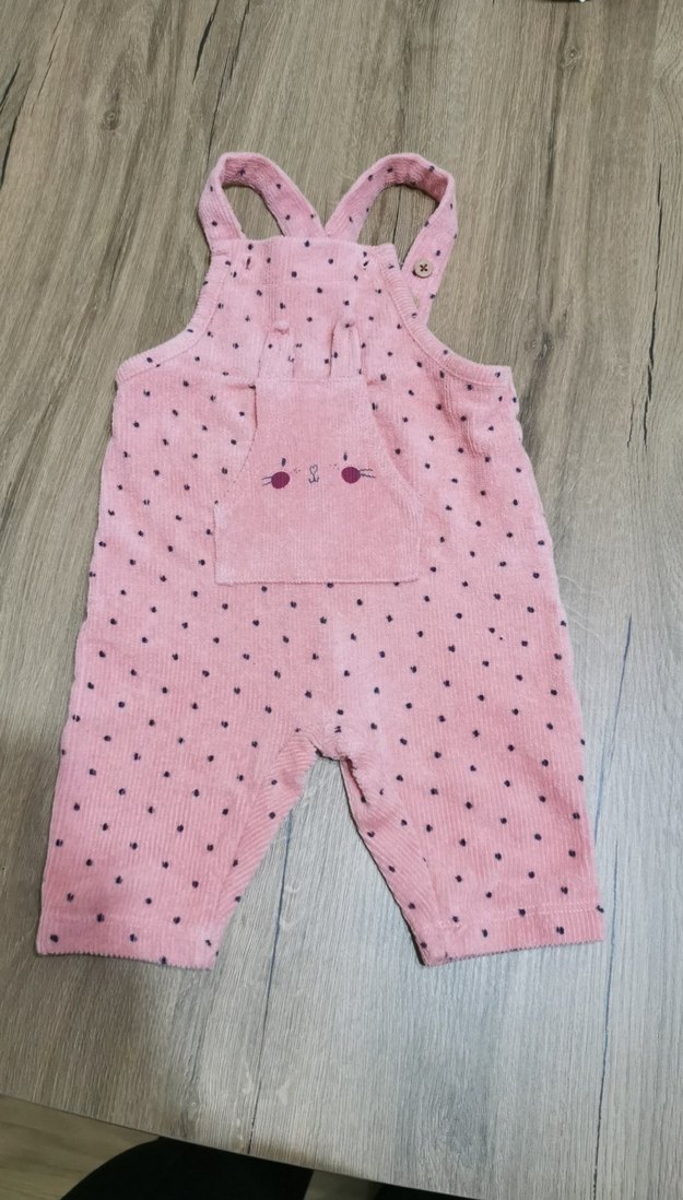 Kız Çocuk Pembe Triko Askılı Tulum - Görsel 2