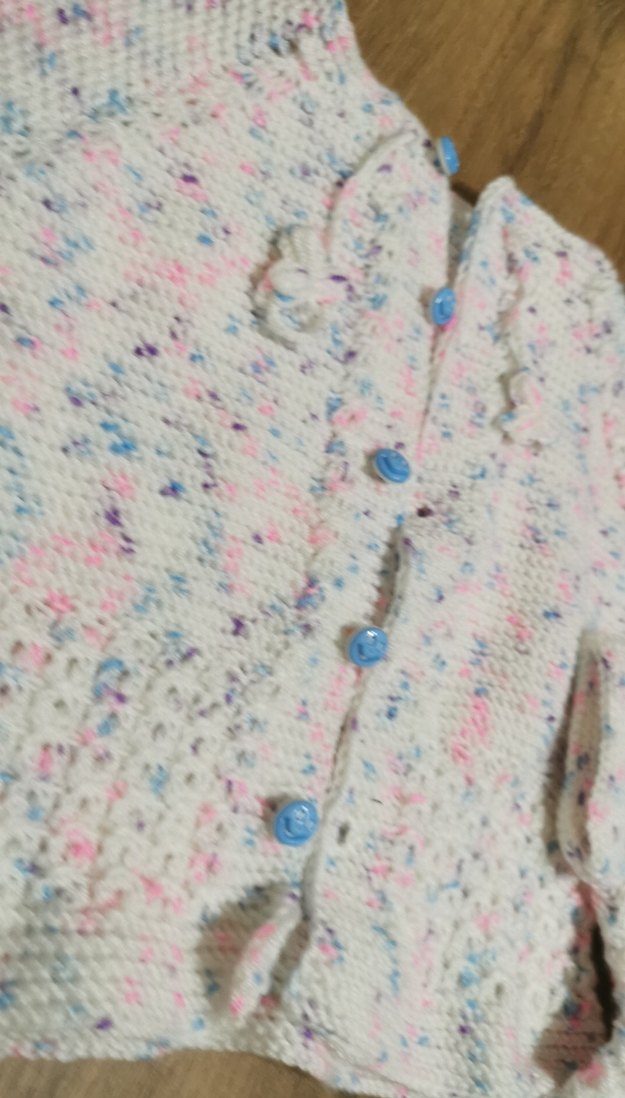 Kız Çocuk Beyaz Triko Hırka - Görsel 5