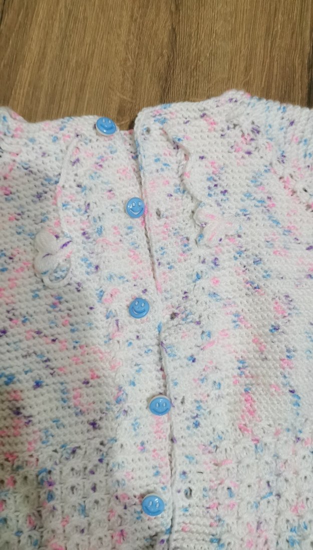 Kız Çocuk Beyaz Triko Hırka - Görsel 3