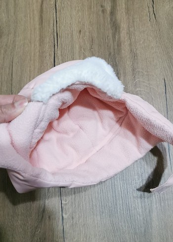 Pembe Kürklü Bebek Kış şapkası - Görsel 2