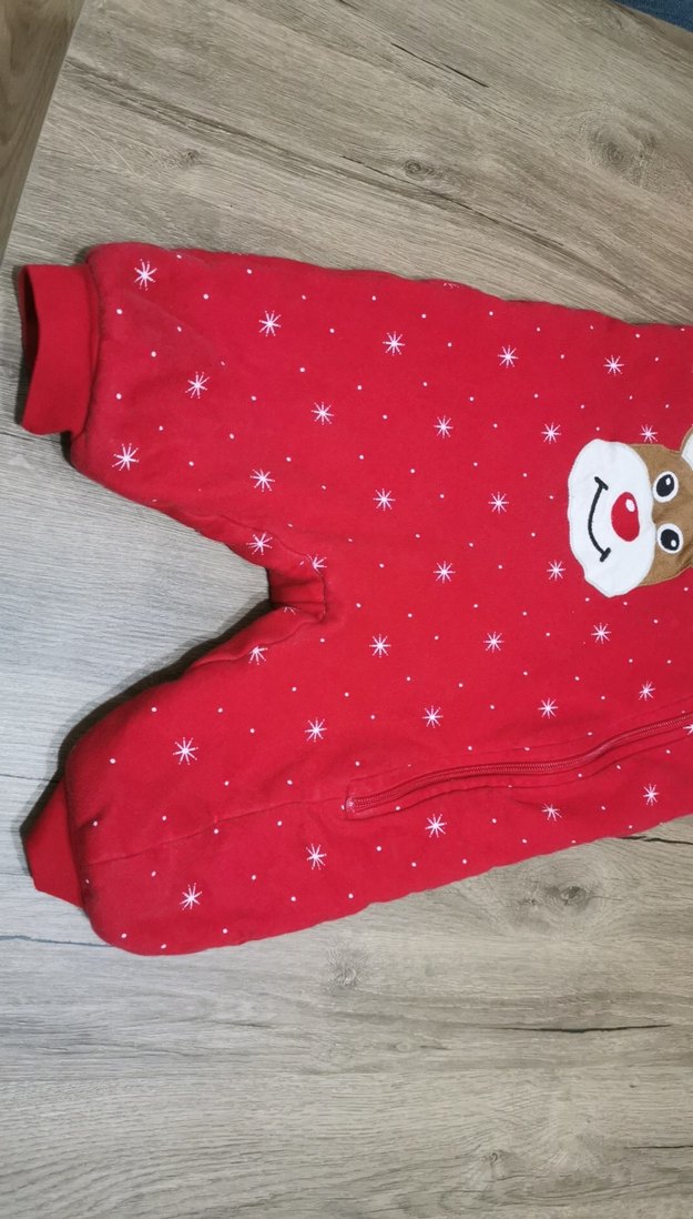 Kırmızı Baskılı bebek uyku Tulumu - Görsel 3