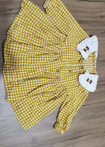 Sarı Uzun Kollu Fırfırlı Kız Elbisesi - Görsel 2