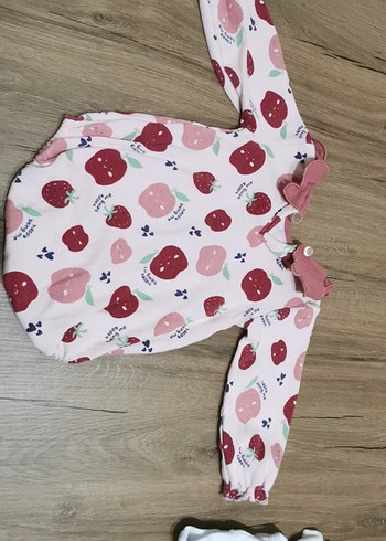 Fiyonklu Pembe Baskılı Bebek Tulum - Görsel 2