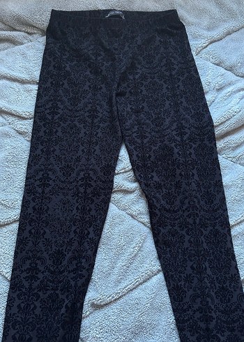 Vintage Siyah Desenli Kumaş Pantolon - Görsel 2