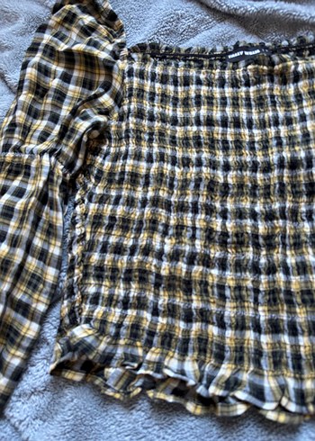 Vintage Ekose Crop Bluz - Görsel 2