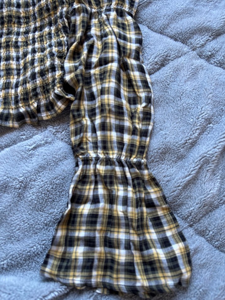 Vintage Ekose Crop Bluz - Görsel 3