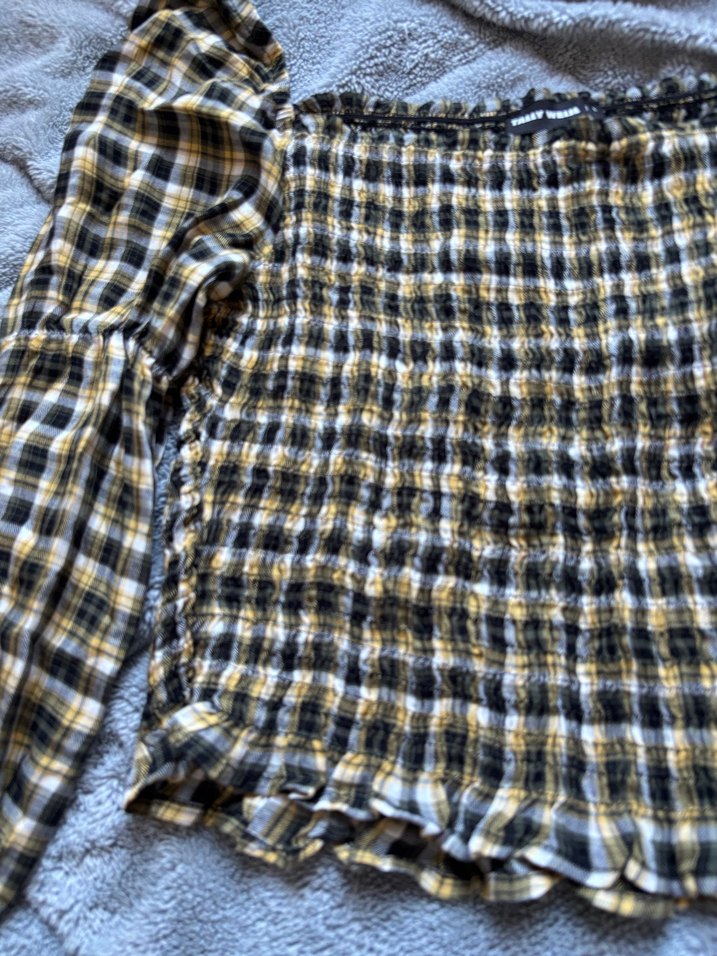 Vintage Ekose Crop Bluz - Görsel 2