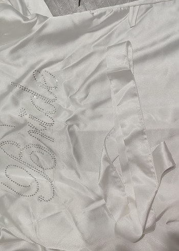 Kadın Beyaz Midi Boy Saten Sabahlık - Görsel 3