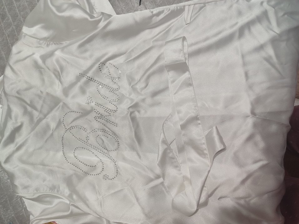 Kadın Beyaz Midi Boy Saten Sabahlık - Görsel 3