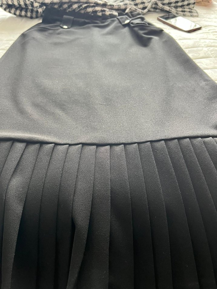 Düğmeli Siyah Midi Hamile Eteği - Görsel 2