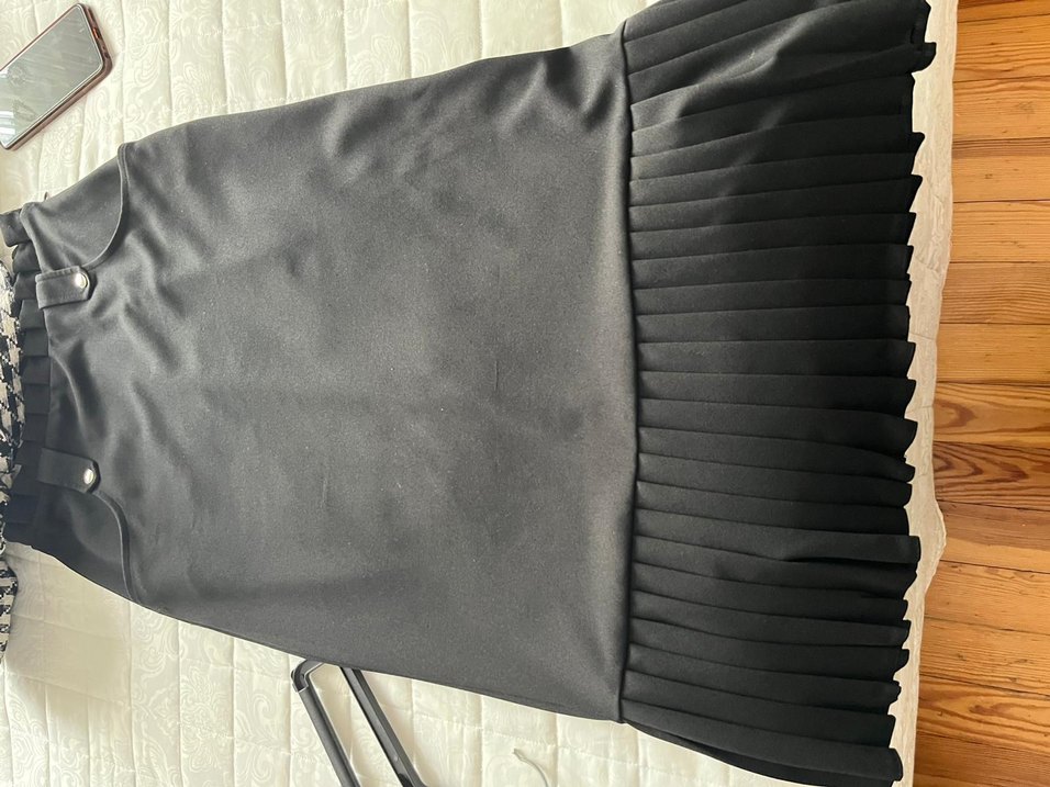 Düğmeli Siyah Midi Hamile Eteği - Görsel 3