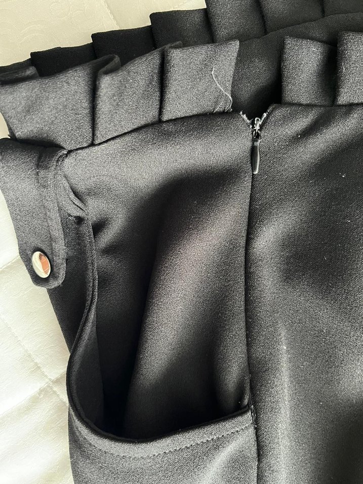 Düğmeli Siyah Midi Hamile Eteği - Görsel 5