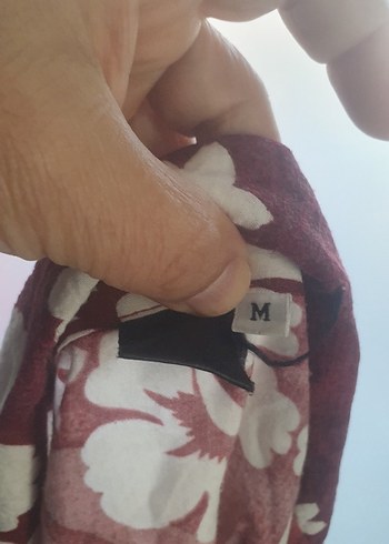 Havai Bordo Çiçek Desenli Gömlek - Görsel 3