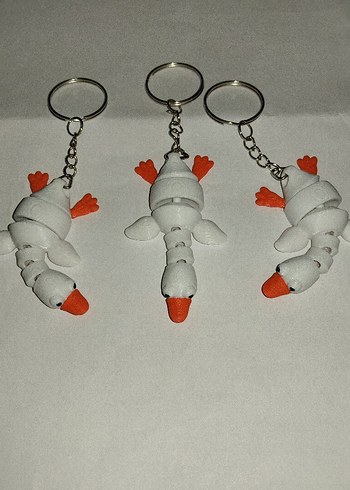 Beyaz Ördek Figürlü Zincirli Anahtarlık - Görsel 3